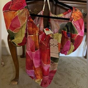 NWT•FARM Rio top•Colorful Off-Shoulder Versatile Blouse Top